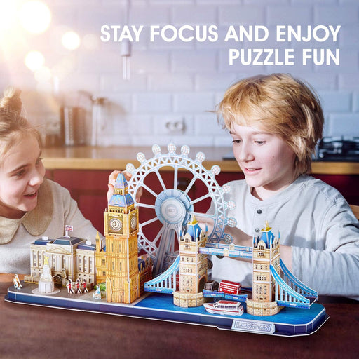 3D Puzzles for Adults London Cityline Puzzles for Gifts for Teenage Girls Architecture Building Gifts for Women Men, Tower Bridge, Big Ben, Buckingham Palace, the London Eye, 107 Pieces