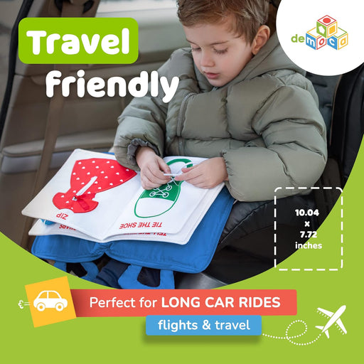 Busy Book for Toddlers 1–3, Quiet Travel Activity Book for Airplane and Car Rides, My Quiet Book Montessori Toy for 1 Year Old, No Noise Busy Board, Gift for Boys and Girls