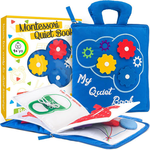 Busy Book for Toddlers 1–3, Quiet Travel Activity Book for Airplane and Car Rides, My Quiet Book Montessori Toy for 1 Year Old, No Noise Busy Board, Gift for Boys and Girls