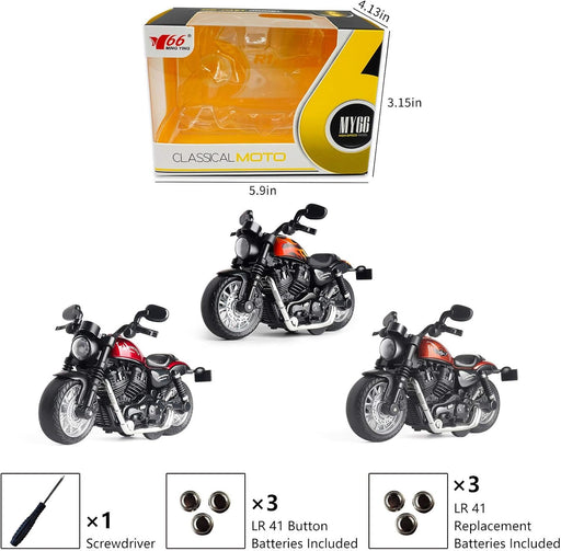Mini Toy Motorcycle - Pull Back Toy Cars with Sound and Light Toy,Toy Motorcycles for Toddlers,Motorcycle Toys for Boys Age 3-9 (Red)