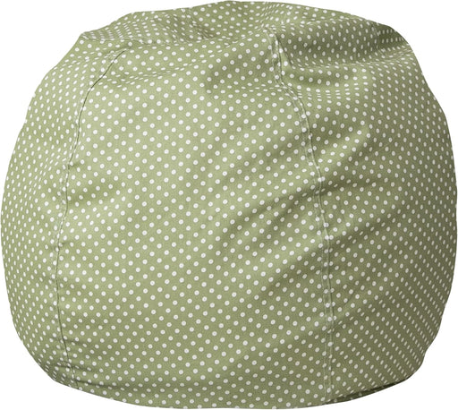 Dillon Small Bean Bag Chair for Kids and Teens, Foam-Filled Beanbag Chair with Machine Washable Cover, Green Polka Dot
